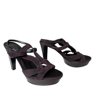 Tod’s Brown Suede Cut Out Platform Heels Size EU 8.5 US 9.5